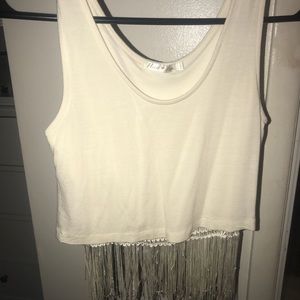 White/Off-White Cropped tank top with Strings